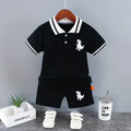 Verão Crianças Roupas Do Bebê Meninos Conjunto de Roupas Dinossauro Impresso Turn-down Collar T-Shirts Tops + Shorts 2PCS / Suit Conjuntos de Roupas Infantis