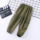 Kids Cargo Pants Solid Color Children Casual Trousers with Multi Pockets Elastic Waist Boys Cargo Pant Streetwear Spring Autumn