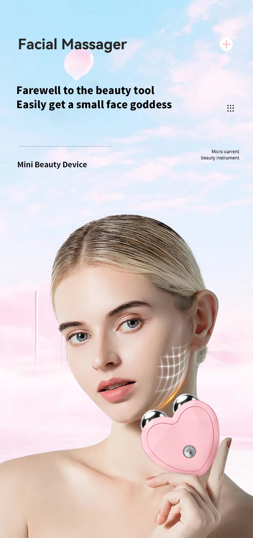Massageador Facial Elétrico 3D com Microcorrente