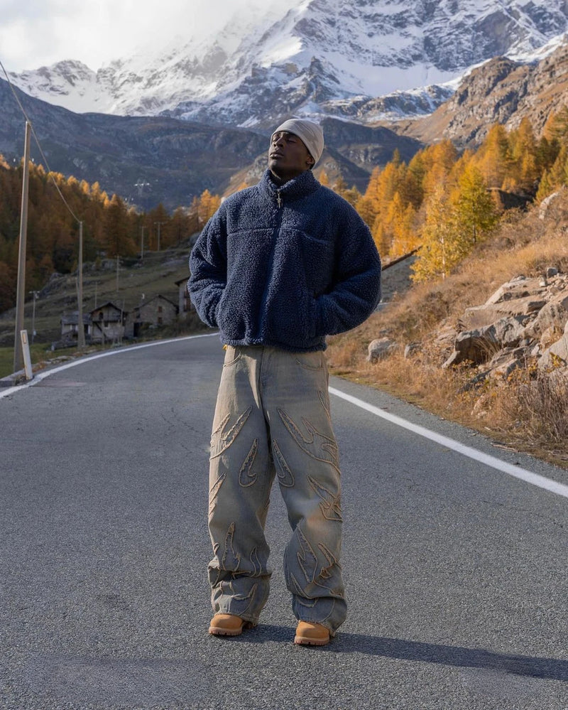 2024 Y2k Streetwear Retro Raw Edge Bordado Jeans Largos Homens Mulheres Moda Hip Hop Personalidade Patchwork Cintura Alta Calças Jeans