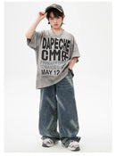 Meninas Meninos Hip Hop Dança de Salão Trajes 4 Crianças Cinza Camiseta Azul Denim Jeans Calças Jazz Dança Roupas Criança Palco Dancewear