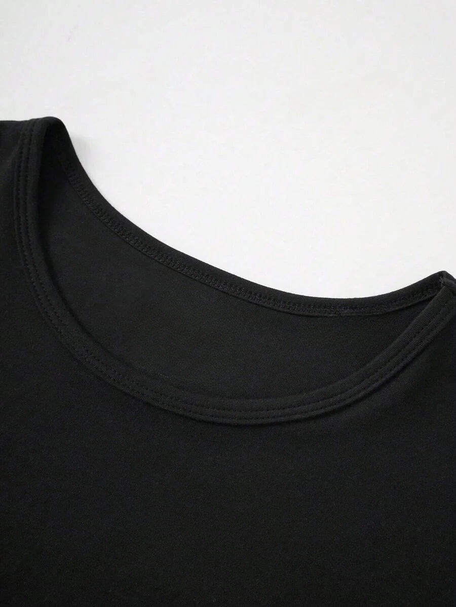 Camisetas Femininas Básicas Decote Redondo Manga Curta Tops Curtos Tops Fofos de Verão Camisetas Slim Fit Y2k Roupas 2024