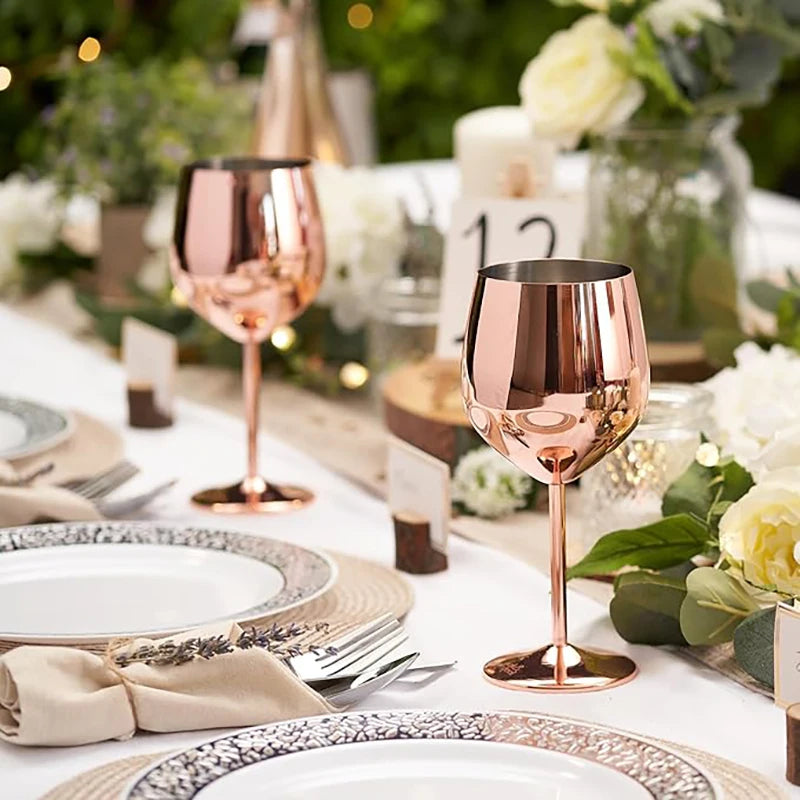 os copos de vinho altos de aço inoxidável 3PCS, projeto moderno elegante, 18oz, podem ser usados para o presente do dia do Valentim e o uso home