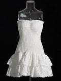 TWOTWINSTYLE Cut Out Bainha em camadas Vestido Sexy Para Mulheres Sem Alças Sem Mangas Fora Do Ombro Cintura Alta Mini Vestidos Roupas Femininas