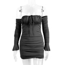 Fairyshely Sexy Ruffle Curto Vestido Clube Senhoras 2025 Outono Verde Bodycon Vestidos Para As Mulheres Festa Apertado Mini Vestido Clubwear