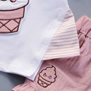 2 Pcs Criança Bebê Crianças Meninas Conjunto de Roupas de Manga Curta T-shirt Tops + Shorts Outfit Crianças Algodão Tops Calças Set