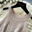 SINGREINY Verão Suave Malha 2 pcs Conjuntos Mulheres Halter Sem Mangas Camis + Bodycon Split Saia Com Cordão Oco Out Ternos De Férias