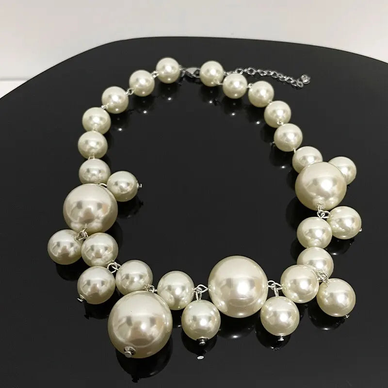 Colar de Pérola Imitada Elegante para Mulheres, Colar Choker com Grandes Pérolas, Colares para Festa, Casamento, Colar de Noiva, Joias, Presentes para Meninas