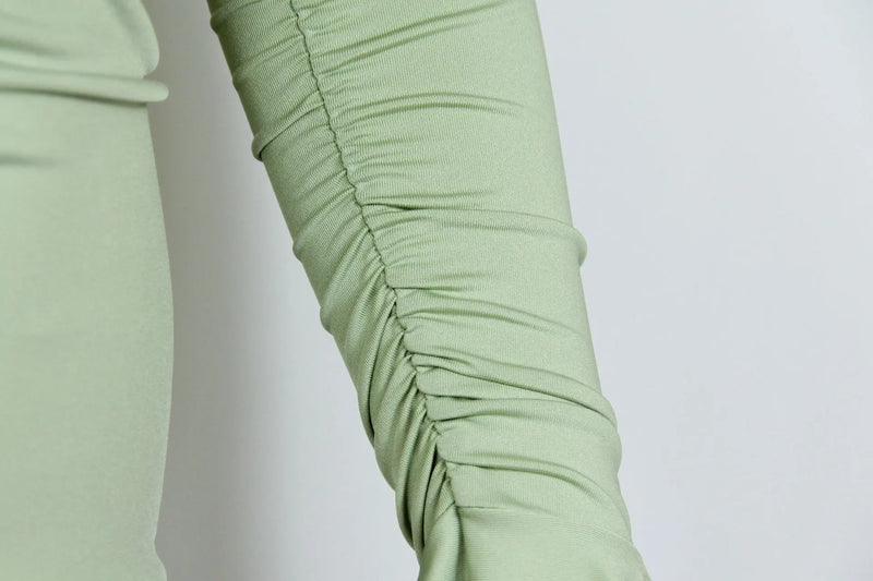 Fairyshely Sexy Ruffle Curto Vestido Clube Senhoras 2025 Outono Verde Bodycon Vestidos Para As Mulheres Festa Apertado Mini Vestido Clubwear