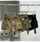 Shorts jeans de bolso grande para mulheres elásticas finas 2024 novas calças cargo curtas de cintura alta primavera/verão para meninas legais calças jeans quentes