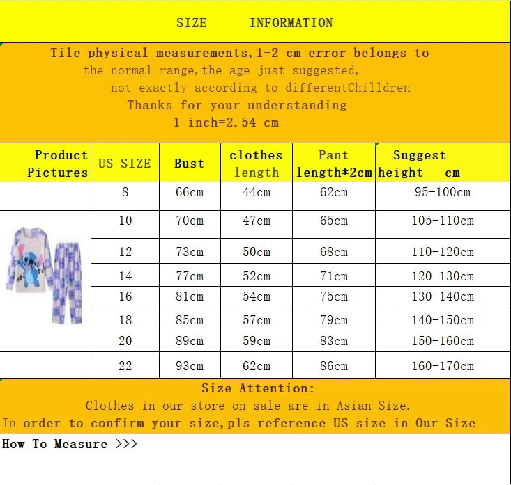 2 pçs/set Novo HOT Disney Stitch Crianças Pijamas para Meninos e Meninas Conjuntos Kid Home Wear Travel Casual Sleepwear Terno Presente Bonito