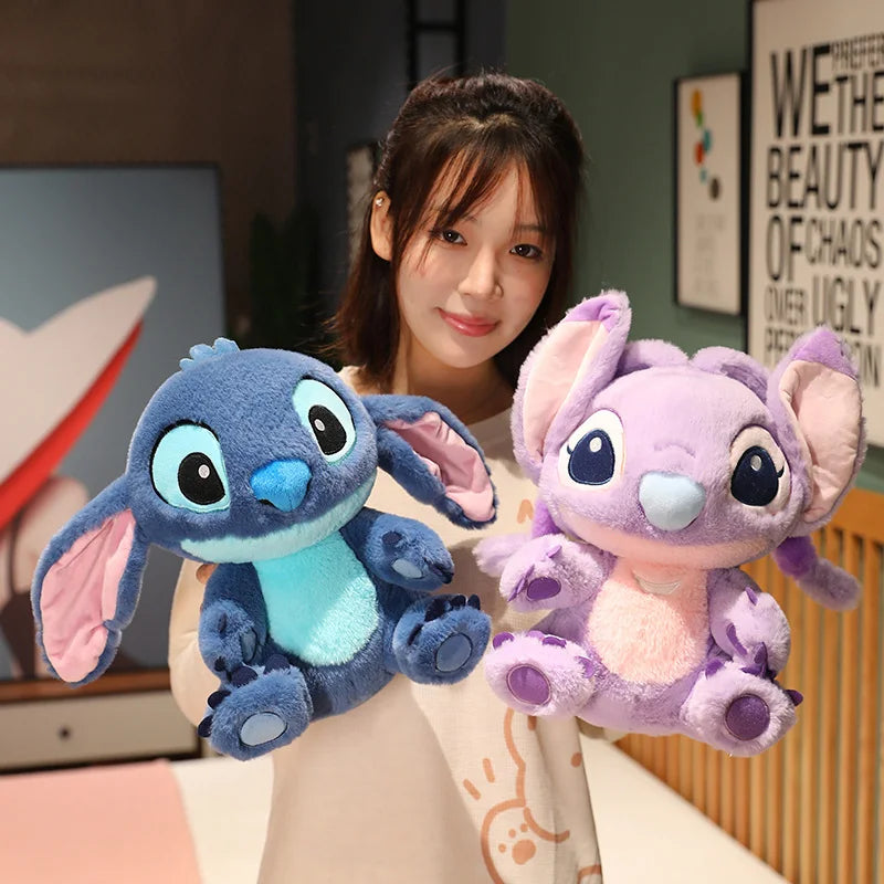 Miniso Kawaii Disney Lilo & Stitch Brinquedo de Pelúcia Kawaii Soft Blue Purple Elf Disney Lilo & Stitch Boneco de Pelúcia Anime Filme Presente de Natal