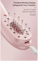 Massageador de Luz Vermelha e Azul Pente Massageador de Cabelo Aplicador para Couro Cabeludo Massageador de Cabeça Pente de Massagem Elétrico Pente de Massagem Capilar com Nano Vibração