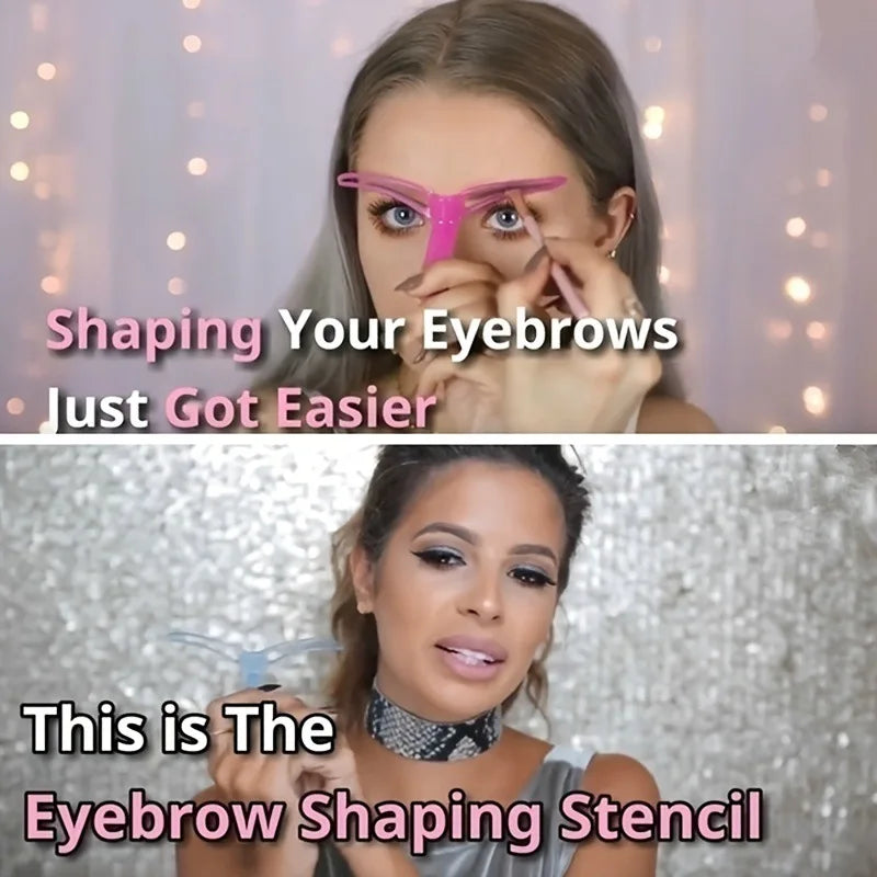 Molde de Sobrancelha 8 em 1 Reutilizável, Carimbo de Sobrancelha, Conjunto de Modelos para Maquiagem, Ferramentas para Maquiagem de Sobrancelhas