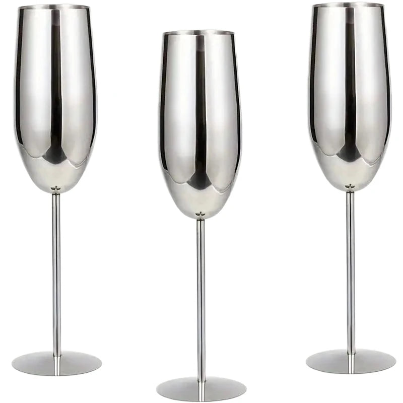os copos de vinho altos de aço inoxidável 3PCS, projeto moderno elegante, 18oz, podem ser usados para o presente do dia do Valentim e o uso home