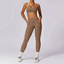 2 Peças Mulheres Treino Conjunto de Ioga Treino Sportswear Roupas de Ginástica Fitness Manga Comprida Crop Top Leggings de Cintura Alta Ternos Esportivos