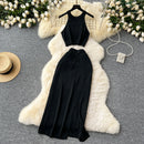 SINGREINY Verão Suave Malha 2 pcs Conjuntos Mulheres Halter Sem Mangas Camis + Bodycon Split Saia Com Cordão Oco Out Ternos De Férias