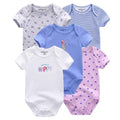 Kiddiezoom 5 Pçs/lote Quatro Estações Moda Dos Desenhos Animados de Manga Curta Do Bebê Menino Menina Bodysuits Macio 100% Algodão Recém-nascido Onesies Roupas