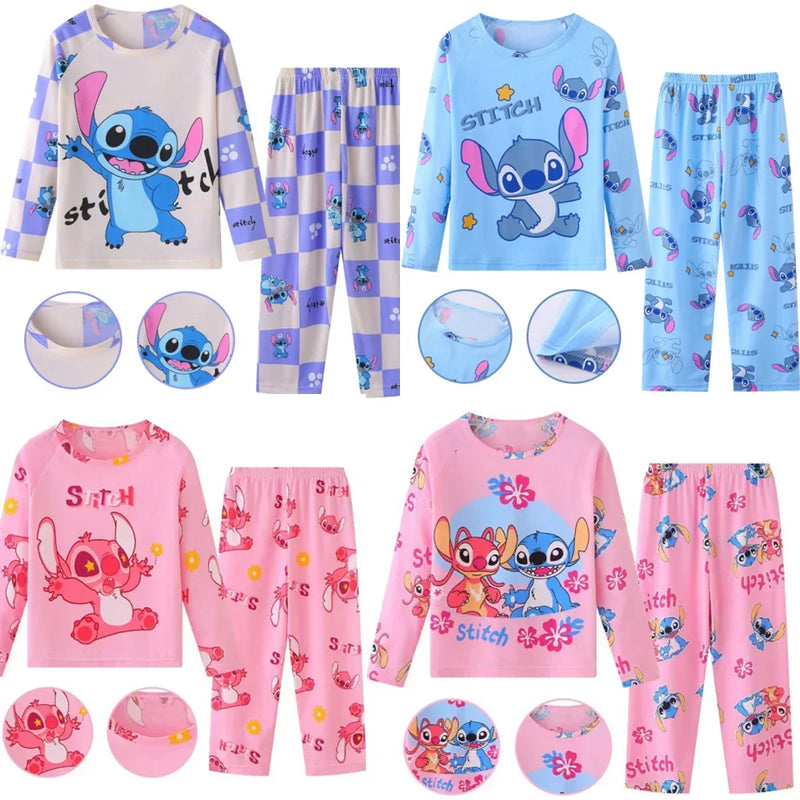 2 pçs/set Novo HOT Disney Stitch Crianças Pijamas para Meninos e Meninas Conjuntos Kid Home Wear Travel Casual Sleepwear Terno Presente Bonito