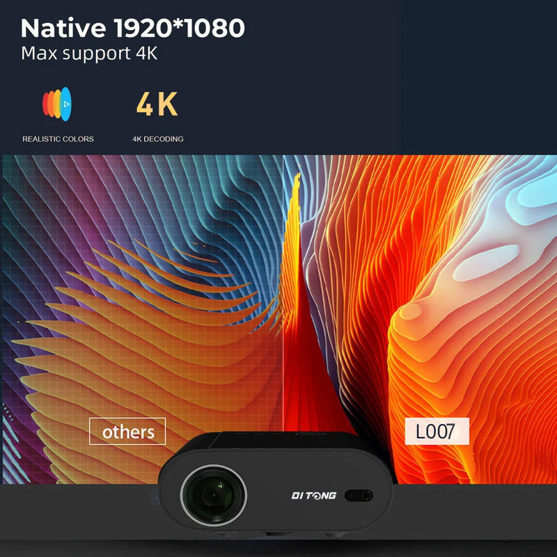 DITONG proyector 4k projetor led 1080p Android com Dual WiFi 6 e Bluetooth AutoFocus Home Theater HD Native smart home