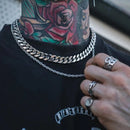 HNSP 8MM-14MM Corrente de Aço Inoxidável Colar Cubano Para Homens Punk Grosso Pescoço Longo Jóias Masculinas Cor Prata