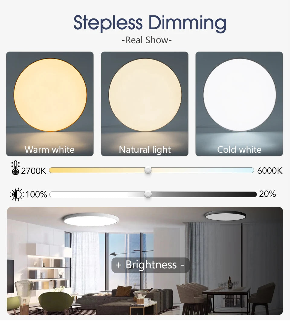 MARPOU Lâmpada de teto inteligente lâmpada led para luzes de teto de quarto com controle remoto Luzes led reguláveis para sala de estar