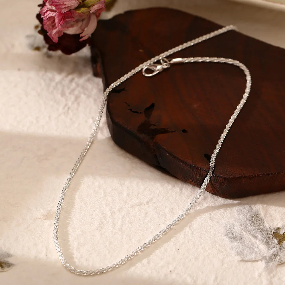 Colar Espumante de Cor Prata Para As Mulheres Na Moda Clavícula Cadeia Gargantilha Meninas Coreano Festa de Casamento Jóias Acessórios