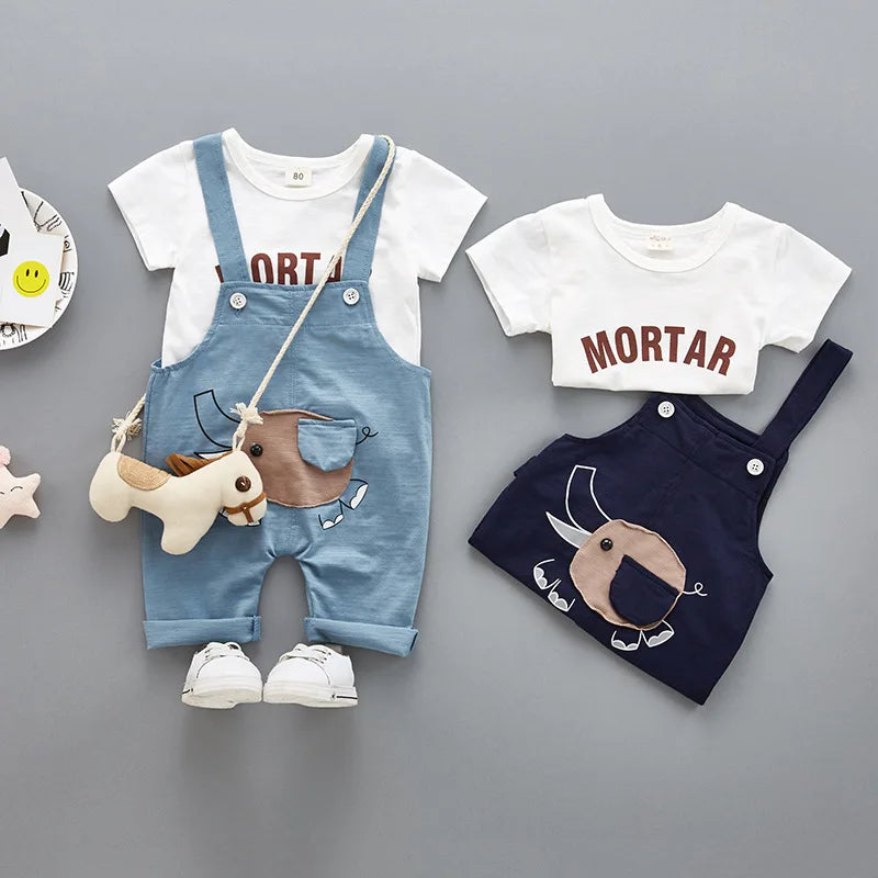 Roupas de Verão para Bebês e Meninos de Manga Curta Algodão Macio & Macacões Para Crianças Roupas Casuais para Meninos Roupas Diárias 0-3Y Roupas