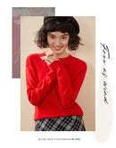 Pulôver feminino outono/inverno 100% puro suéter de caxemira casual suéter de malha gola redonda solto Tops básico versátil Blusa