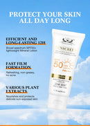 Protetor Solar Tintado FPS 50+ Hidratante Proteção UV para Rosto e Corpo Bloqueador Solar Leve Antienvelhecimento À Prova D'Água Clareador Uso Diário