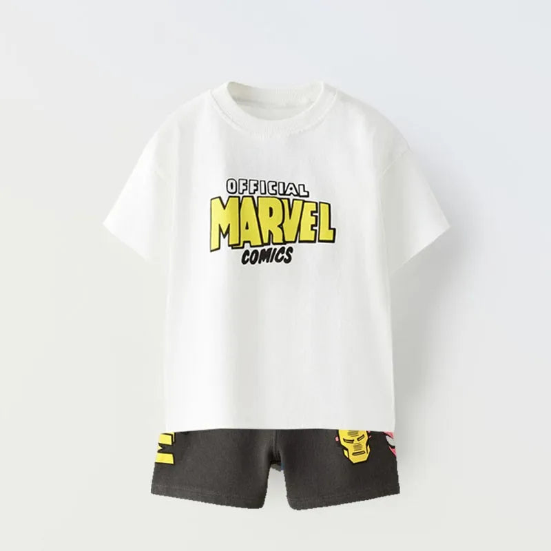 Marvel Boy Sets Roupas de Verão Manga Curta Lazer Camisetas + Conjuntos de Shorts 2pcs Roupas Crianças Infantil Criança Menino Roupas