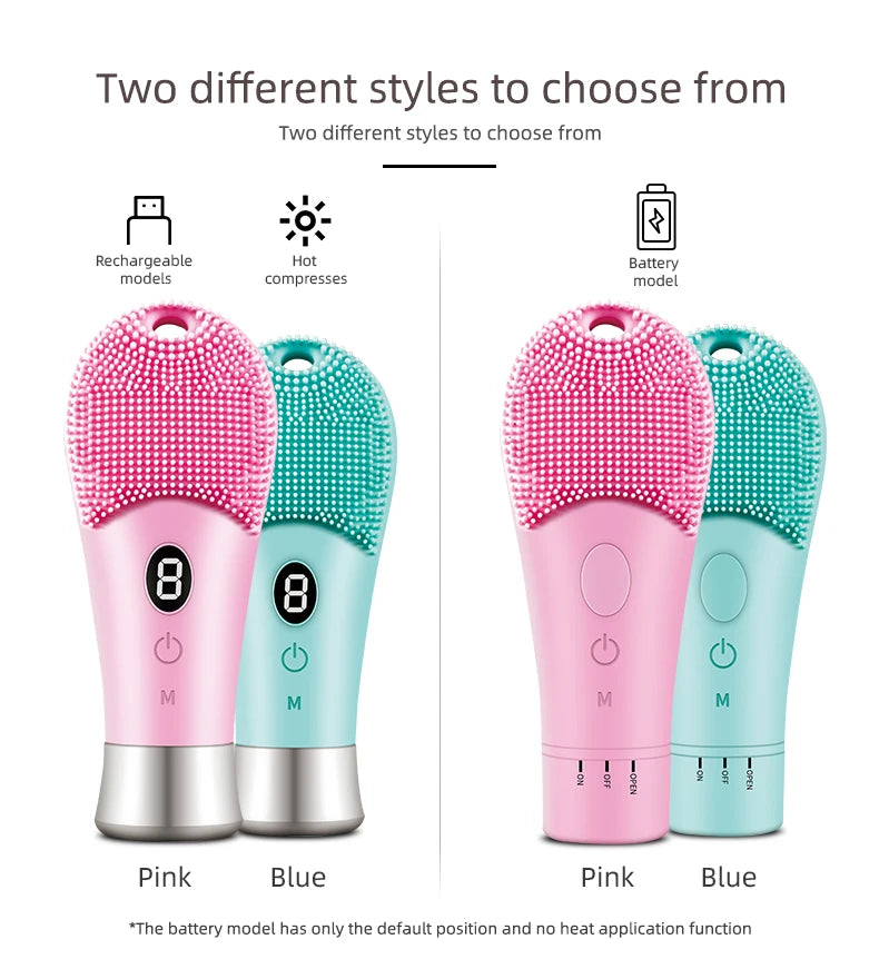 Escova Facial Ultrassônica Elétrica 9 Velocidades, Limpador de Pele Sônica com Vibração de Alta Frequência, Rosto de Silicone Recarregável