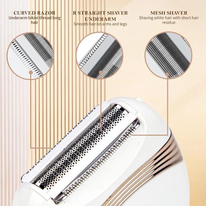 Epilador Elétrico para Remoção de Pelos para Mulheres, Cortador de Pelos, Depilador, Para Virilha, Axilas, Braços, Pernas, Rosto e Partes Íntimas, Lâmina para Mulheres