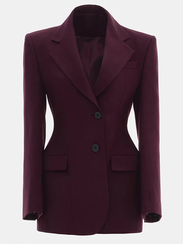 Bornladies Outono Inverno Cintura Fina Chic Blazer Casacos Senhoras Escritório Senhoras Trespassado Moda Ternos Jaqueta Roupas Femininas
