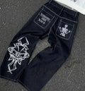 Moda americana 2025 Southpole New Y2k Branco Homens Estampado Jeans Gótico Retro Calças Soltas Calças Largas Casuais de Rua Calça Jeans Casal