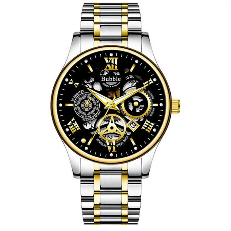 Relógio UTHAI Para Homens Na Moda High End Luz Luxo Versátil Relógios De Pulso De Quartzo À Prova D' Água Romano Oco Masculino Relógio
