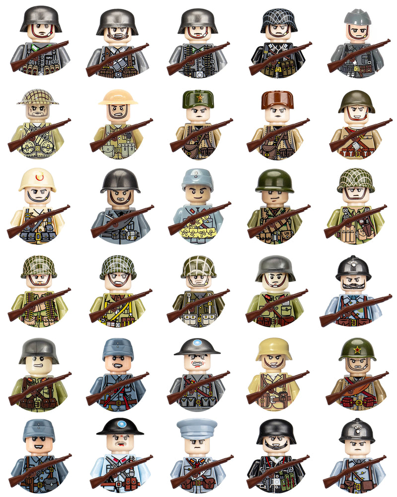 40 pcs/lote ww2 personagens militares wwii soldados do exército blocos de construção montagem de tijolos do exército nacional armas brinquedos para crianças