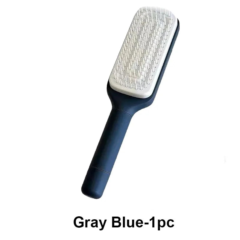 Escova de Cabelo Autolimpeza Escova de Cerdas Retráteis Escova de Cabelo Antiestática Massageador de Couro Cabeludo Pente com Botão para Queda de Cabelo Pente para Remoção de Cabelo com Bolsa de Ar