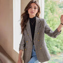 Outono Inverno Novo Blazer Casacos Jaquetas de Lã Feminina Manga Comprida Entalhado Vintage Grosso Outerwears Roupas Femininas Elegantes