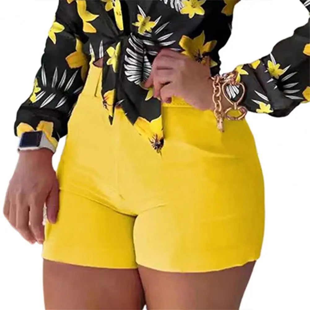 Shorts Femininos Bottoms Hot Pants Verão Chic Cor Sólida Zíper Traseiro Hot Pants Cintura Alta Cor Sólida Zíper Traseiro Slim Shorts