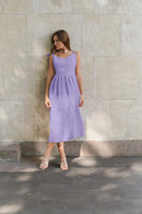 Vestido de cintura alta com suspensório respirável de algodão e linho Verão europeu e americano Novo estilo de férias saia longa para mulheres