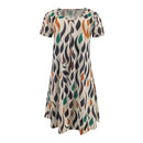 Vestidos com estampa de penas Mulheres Verão 2025 Roupas Manga Curta Decote em V Mini Vestido Elegante Boêmio Moda Vestido de verão Vestidos de praia