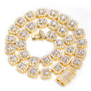 10 / 12MM Clustered Tennis Chain para Homens Colar Hip Hop Iced Out Zircônia Latão Rapper Rock Gargantilha Jóias