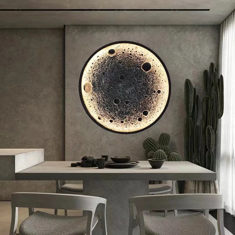 Lâmpada de parede 3D Crater moderna Luxo Redondo Tridimensional Alívio Lua Design Embelezado Decoração de Casa 3 Cor Lâmpada Mural