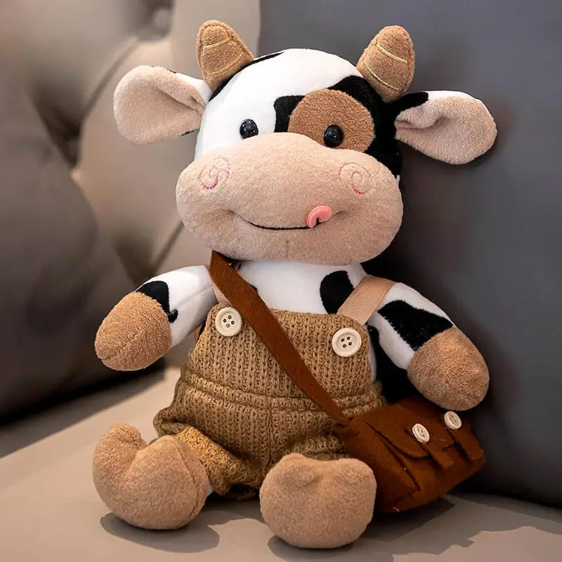 26 CM Simulação Animais de Gado Brinquedos de Pelúcia Cartoon Leite Vaca Boneca de Pelúcia Macio Suéter de Pelúcia Travesseiro de Vaca Brinquedo de Decoração de Casa