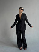 Bornladies Outono Inverno Cintura Fina Chic Blazer Casacos Senhoras Escritório Senhoras Trespassado Moda Ternos Jaqueta Roupas Femininas