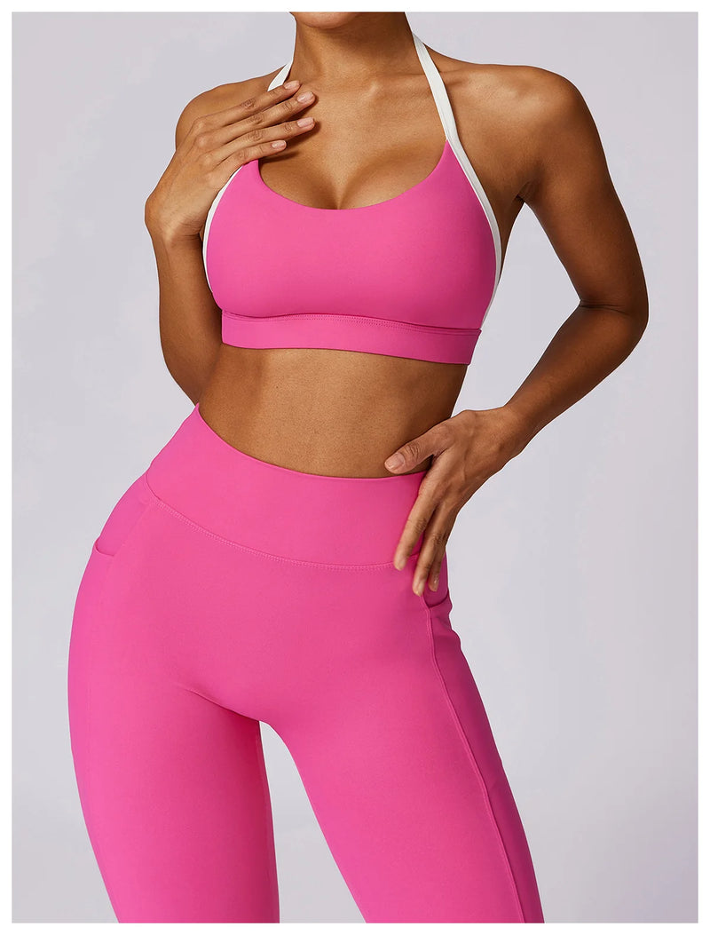 2 Peças Mulheres Treino Conjunto de Ioga Treino Sportswear Roupas de Ginástica Fitness Manga Comprida Crop Top Leggings de Cintura Alta Ternos Esportivos
