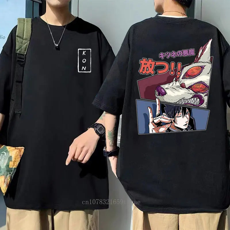 Camiseta masculina de desenho animado de anime japonês Kon, camiseta esportiva solta de corrida, camiseta grande de manga curta de algodão, camiseta masculina de verão