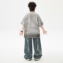 Meninas Meninos Hip Hop Dança de Salão Trajes 4 Crianças Cinza Camiseta Azul Denim Jeans Calças Jazz Dança Roupas Criança Palco Dancewear