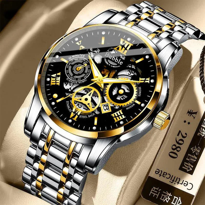 Relógio UTHAI Para Homens Na Moda High End Luz Luxo Versátil Relógios De Pulso De Quartzo À Prova D' Água Romano Oco Masculino Relógio
